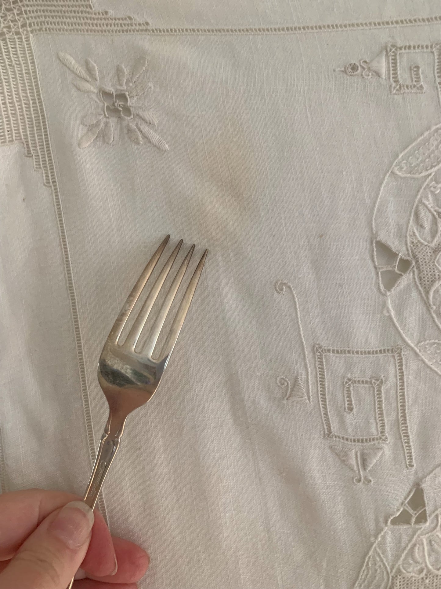 Vintage Italian Linen Set with Punto Embroidery