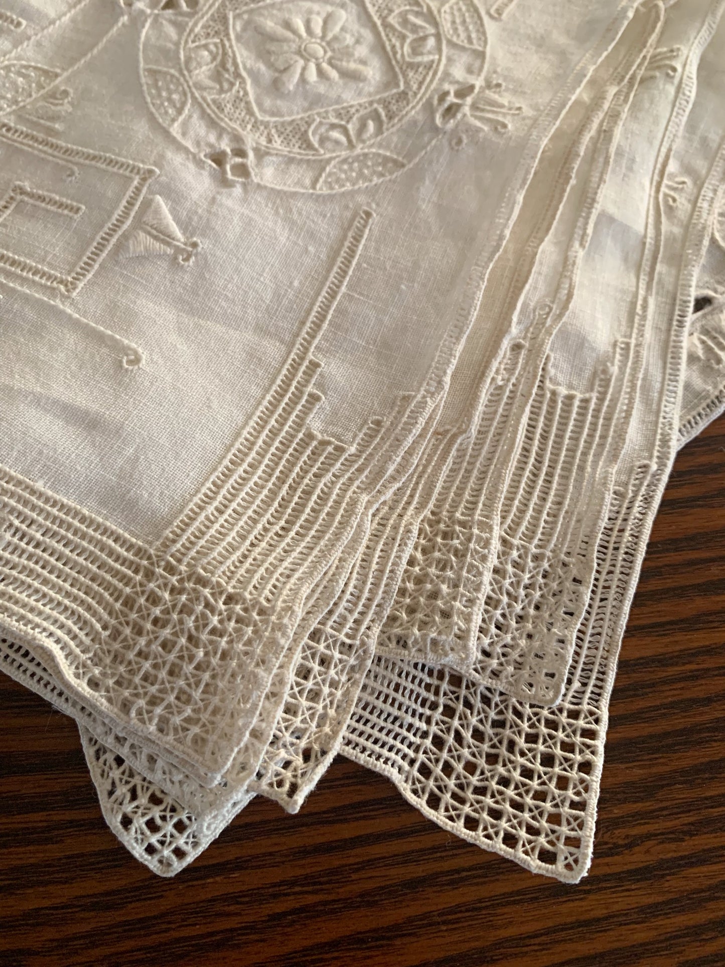 Vintage Italian Linen Set with Punto Embroidery