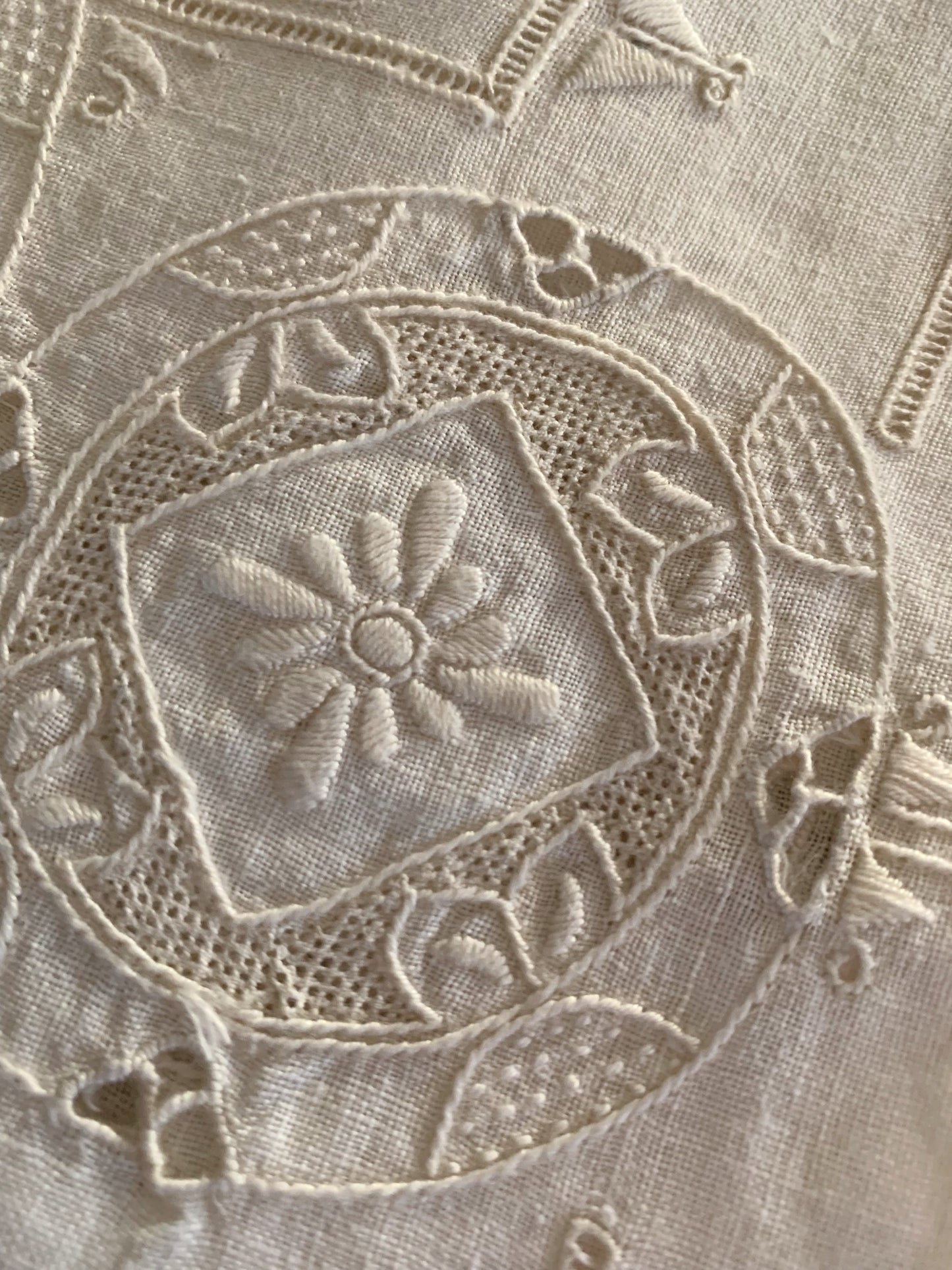 Vintage Italian Linen Set with Punto Embroidery