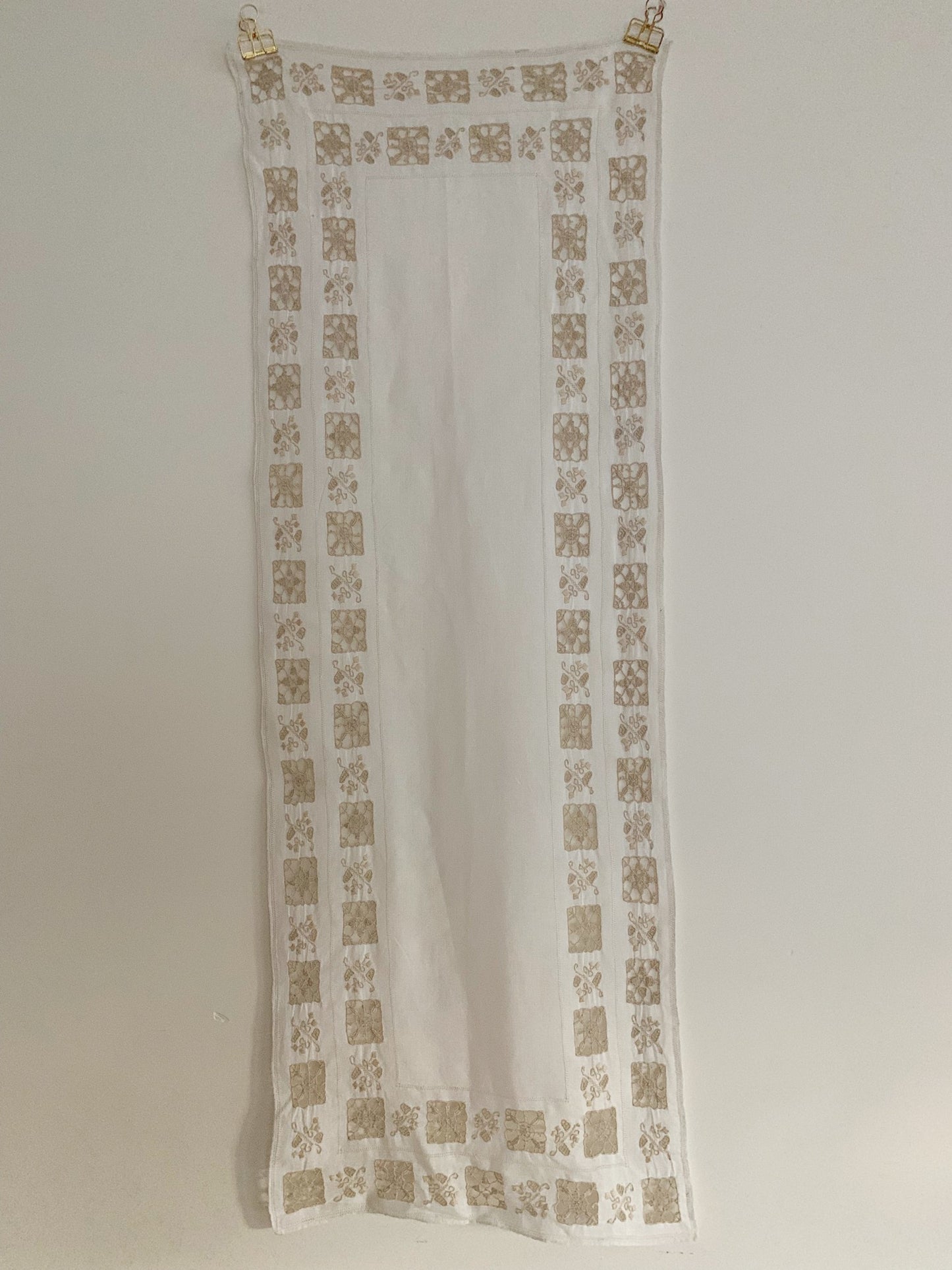 Vintage Italian Linen Set with Reticella Embroidery