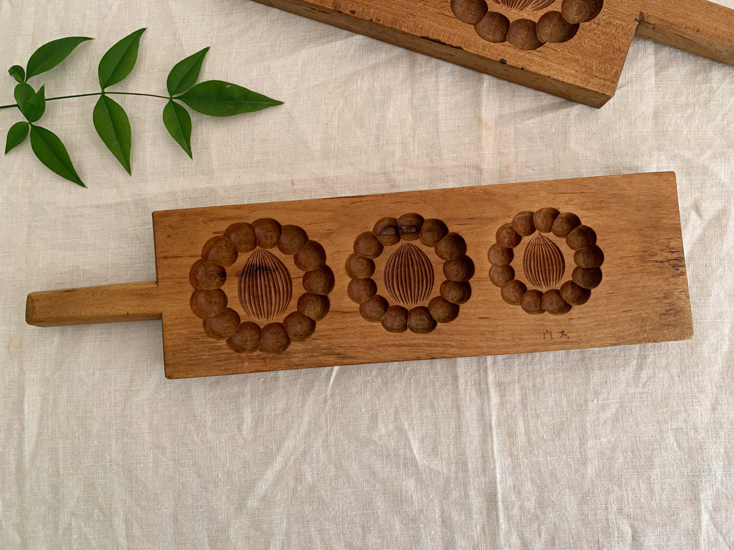 Vintage Japanese Cake Mold Set, Hand Carved and Signed