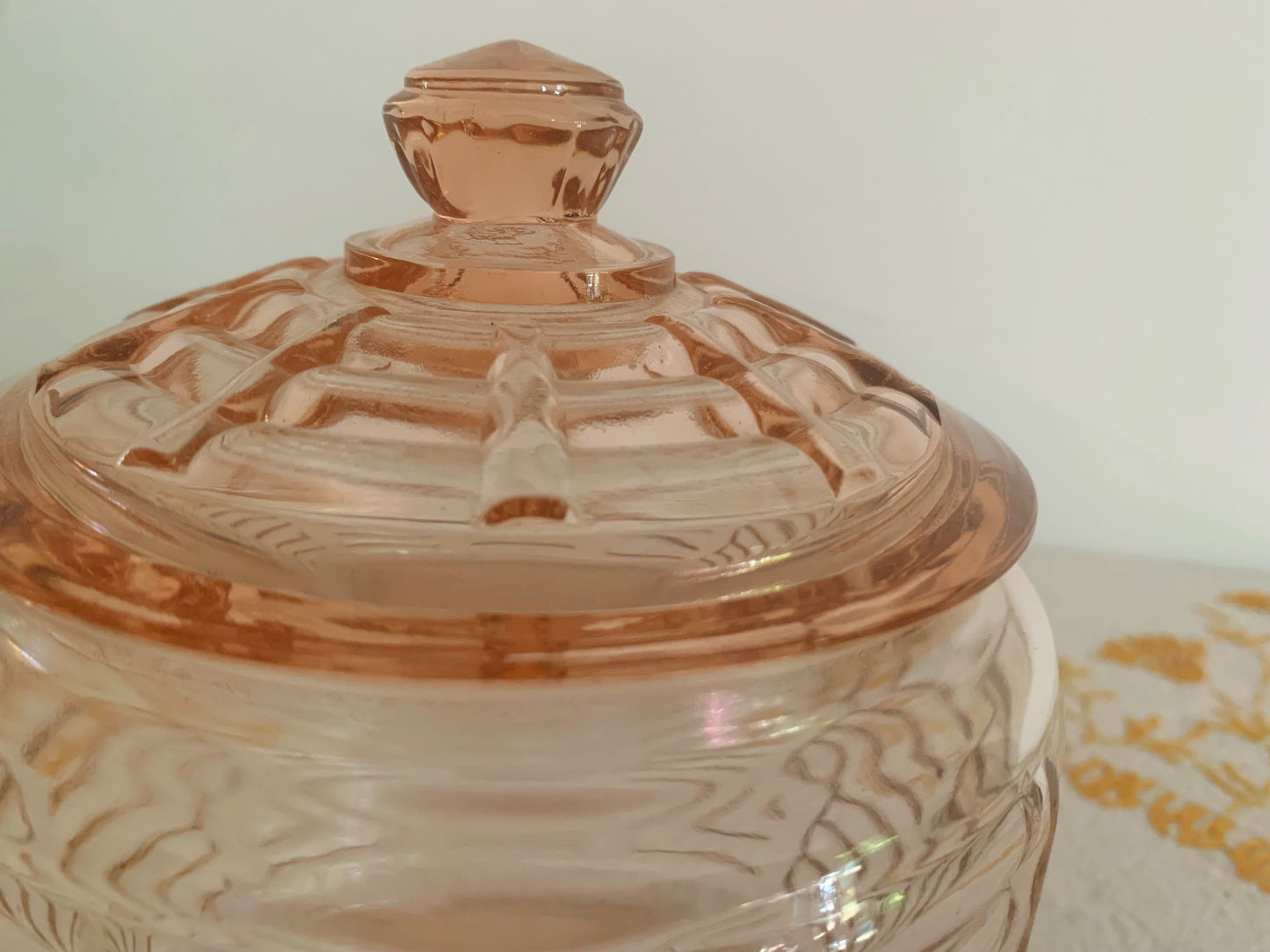 Pink Depression Glass Cookie Jar