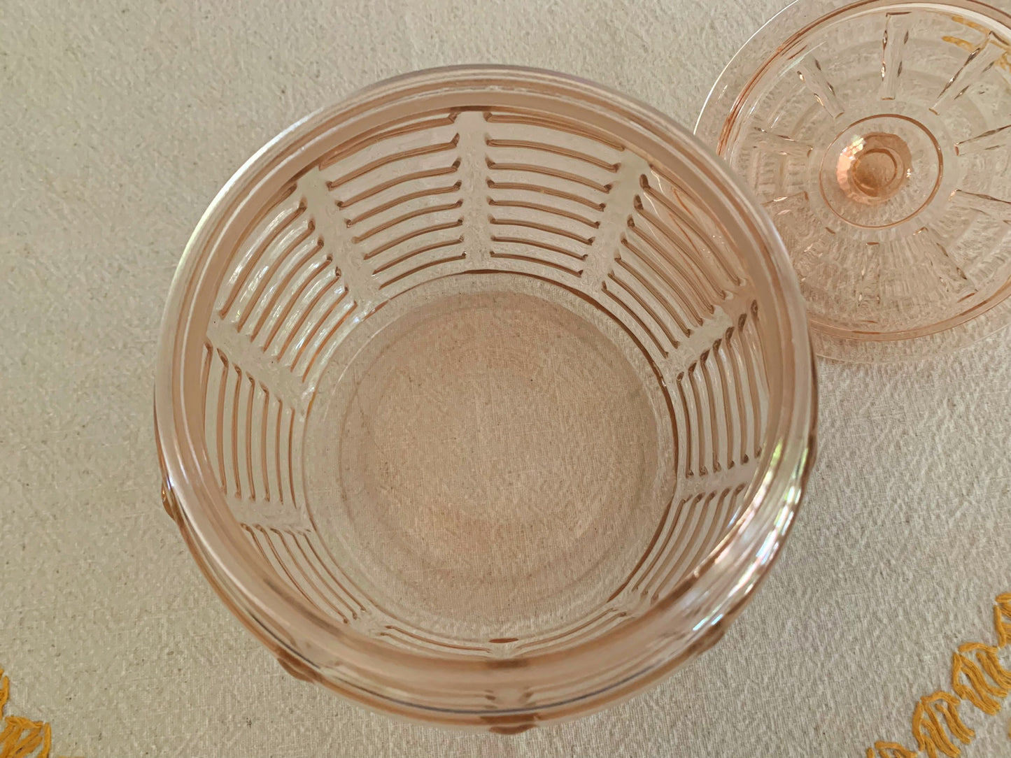 Pink Depression Glass Cookie Jar