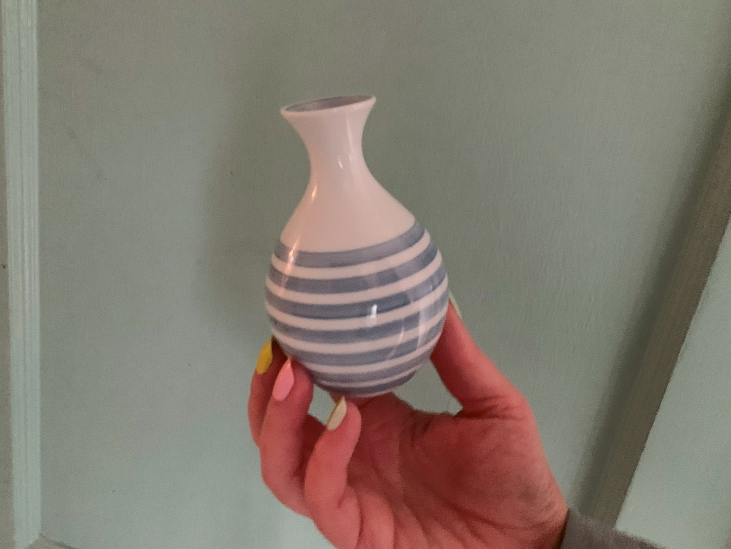 Striped Sake Bottle with Two Cups