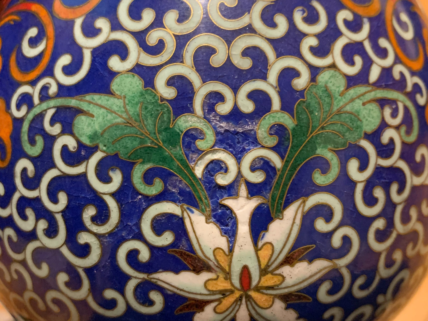 Matching Pair of Blue Cloisonne Vases