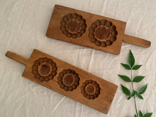 Vintage Japanese Cake Mold Set, Hand Carved and Signed