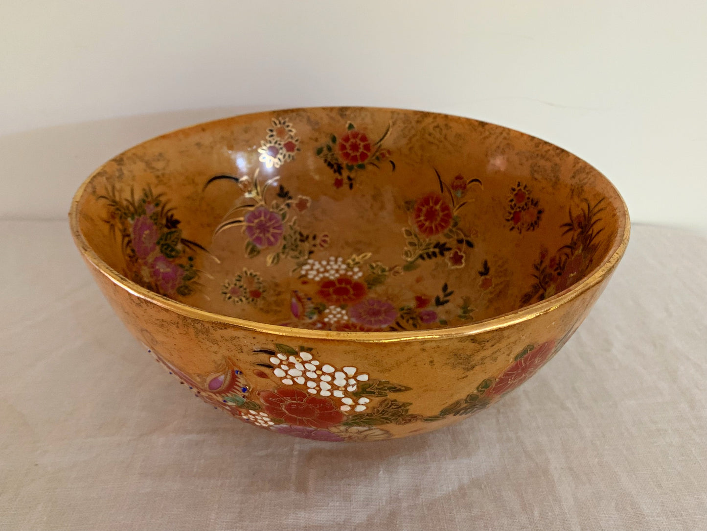 Large, Vintage Satsuma Thousand Flowers Bowl