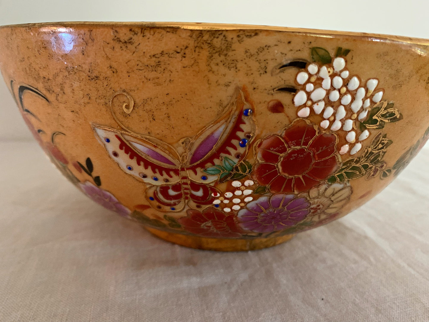 Large, Vintage Satsuma Thousand Flowers Bowl