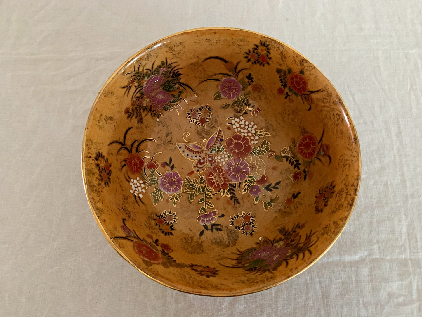 Large, Vintage Satsuma Thousand Flowers Bowl