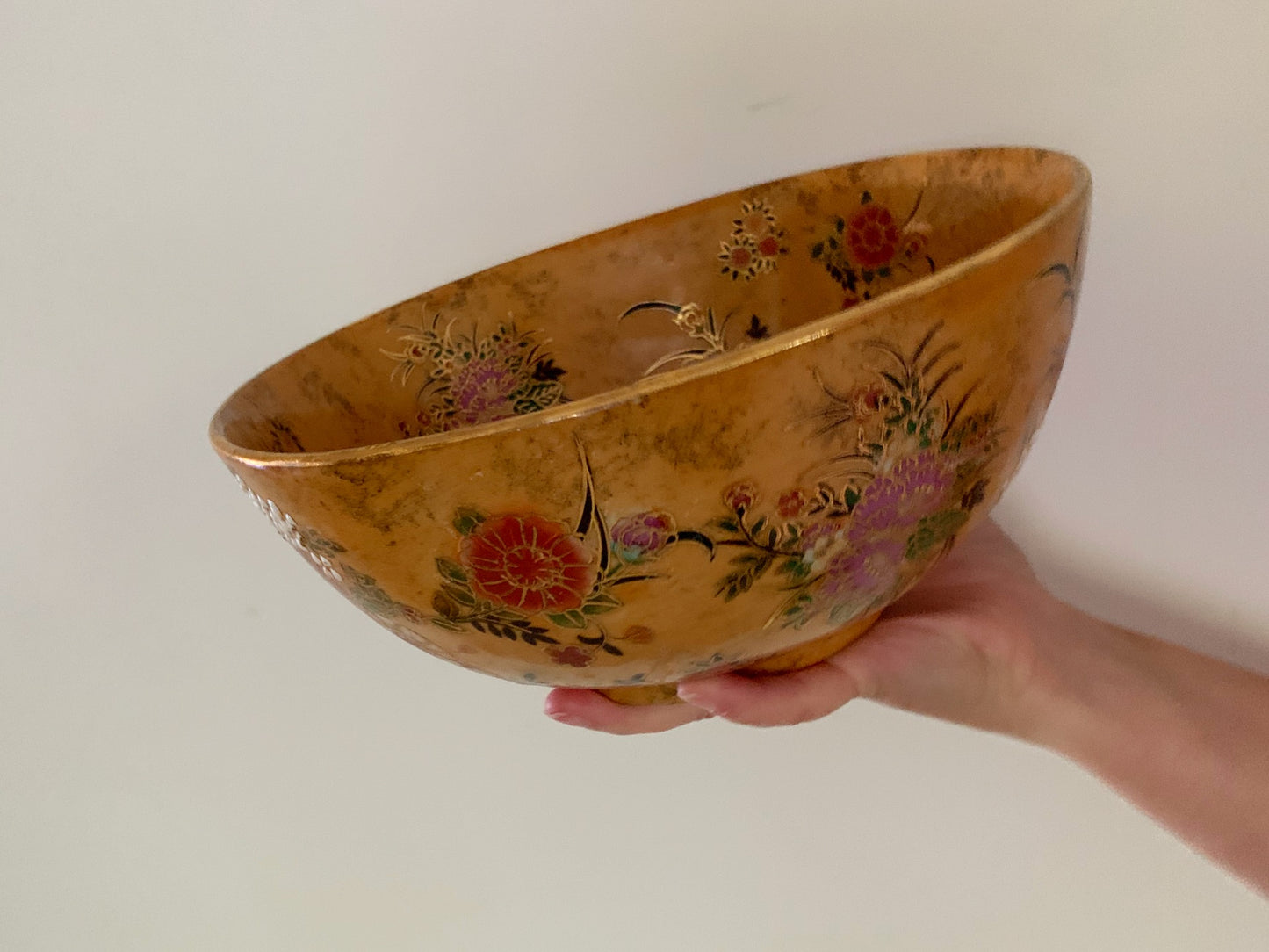 Large, Vintage Satsuma Thousand Flowers Bowl