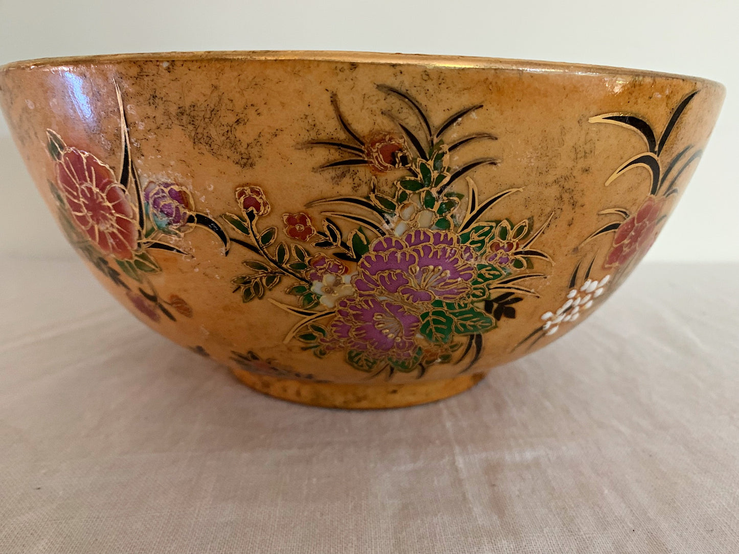 Large, Vintage Satsuma Thousand Flowers Bowl