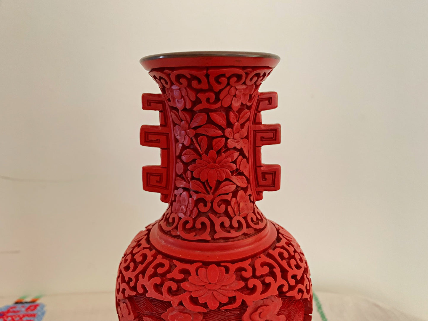 Cinnabar Dragon Vase, 7 inch