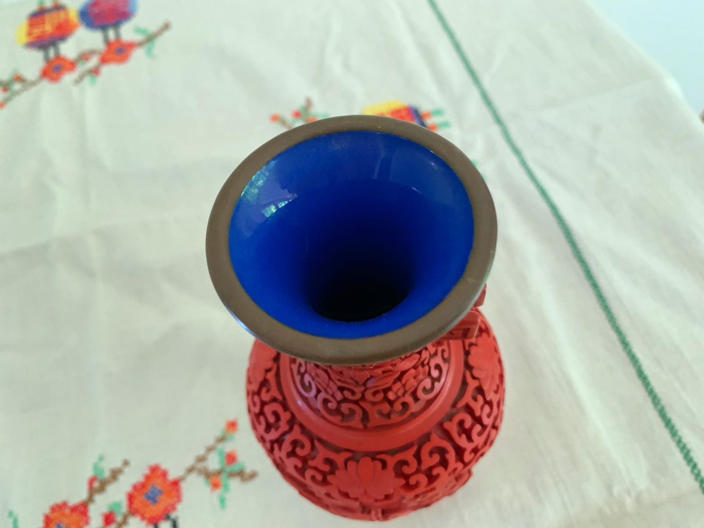 Cinnabar Dragon Vase, 7 inch