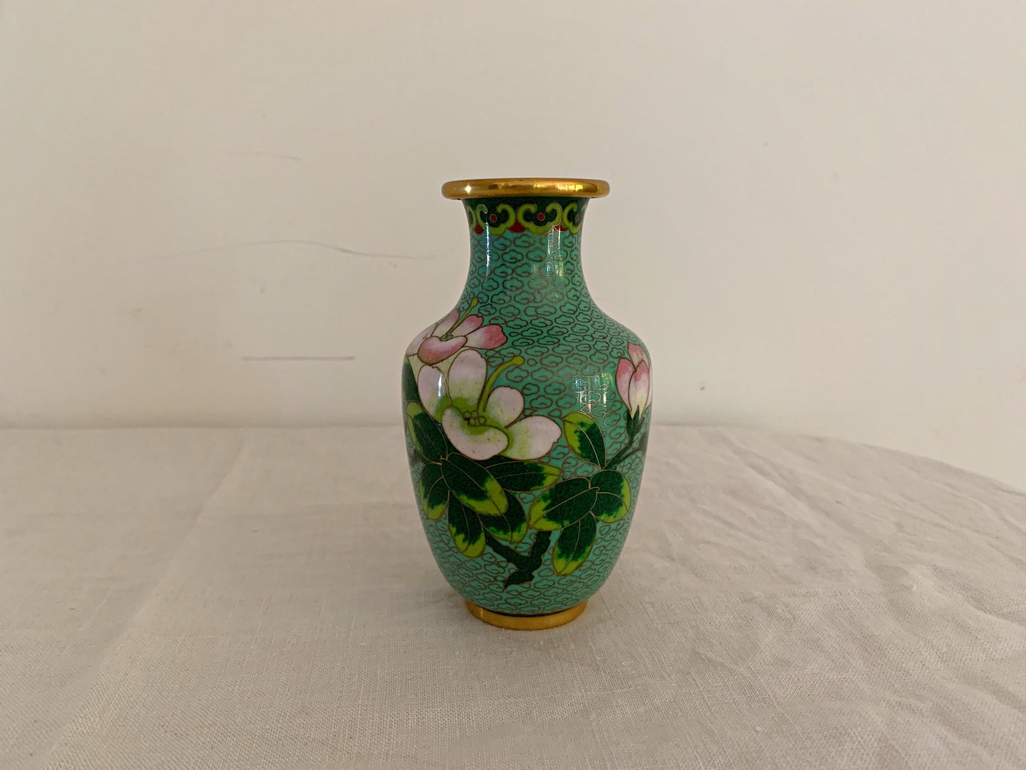 Vintage Light Green Cloisonne Vase