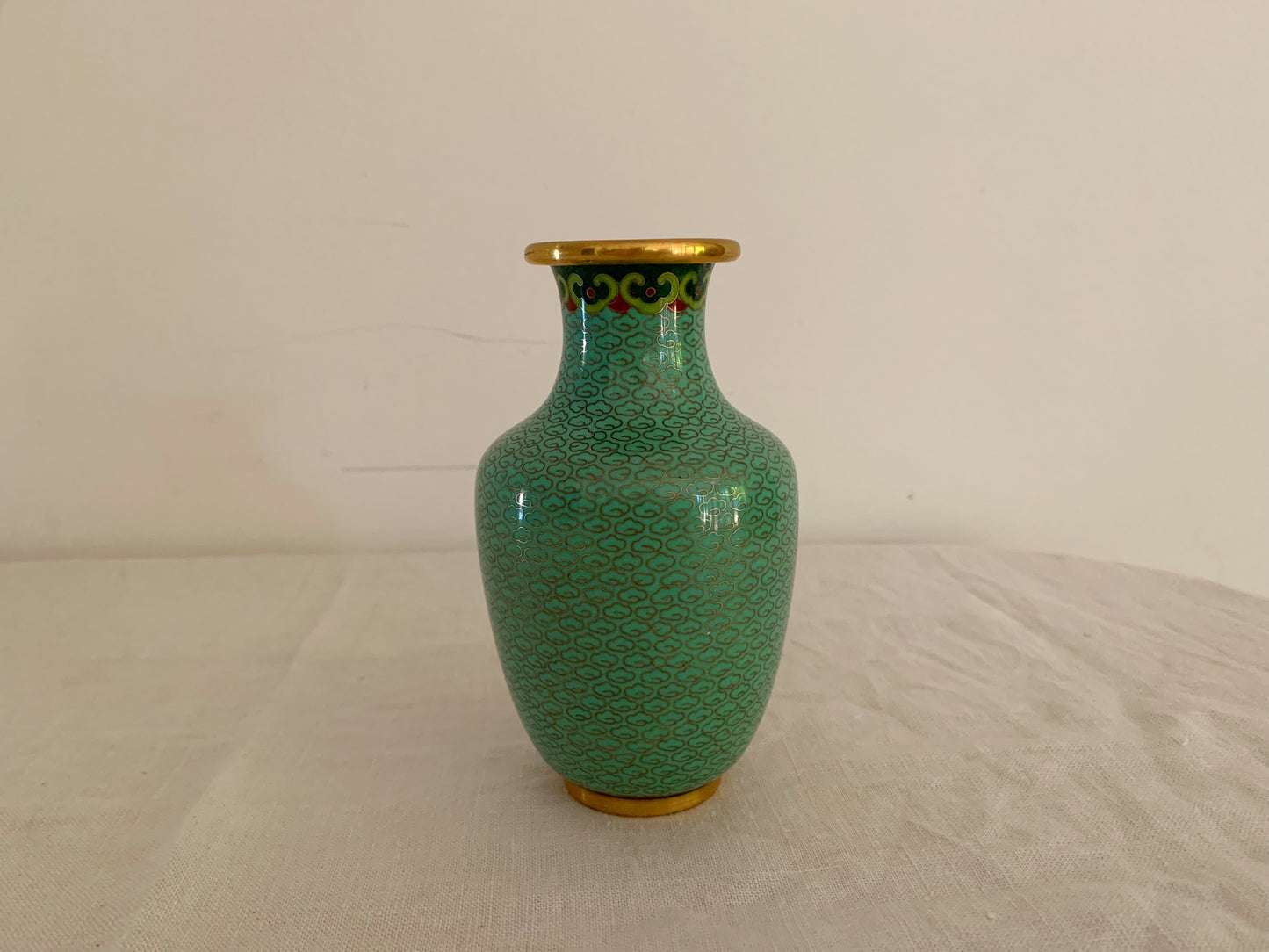 Vintage Light Green Cloisonne Vase