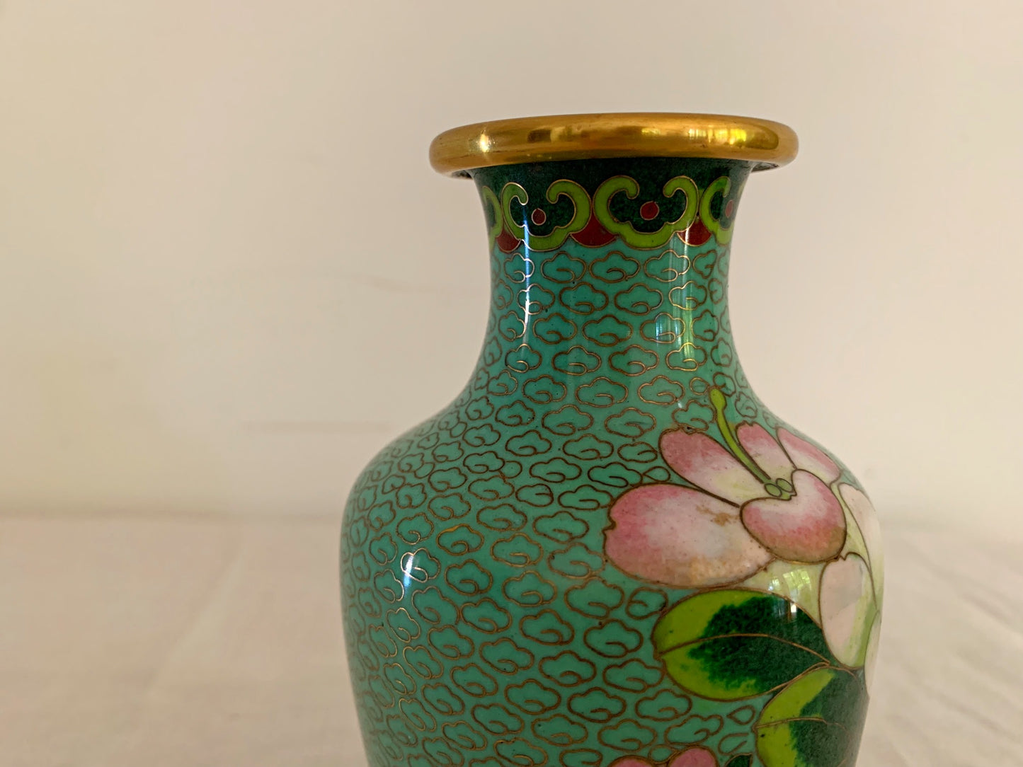 Vintage Light Green Cloisonne Vase