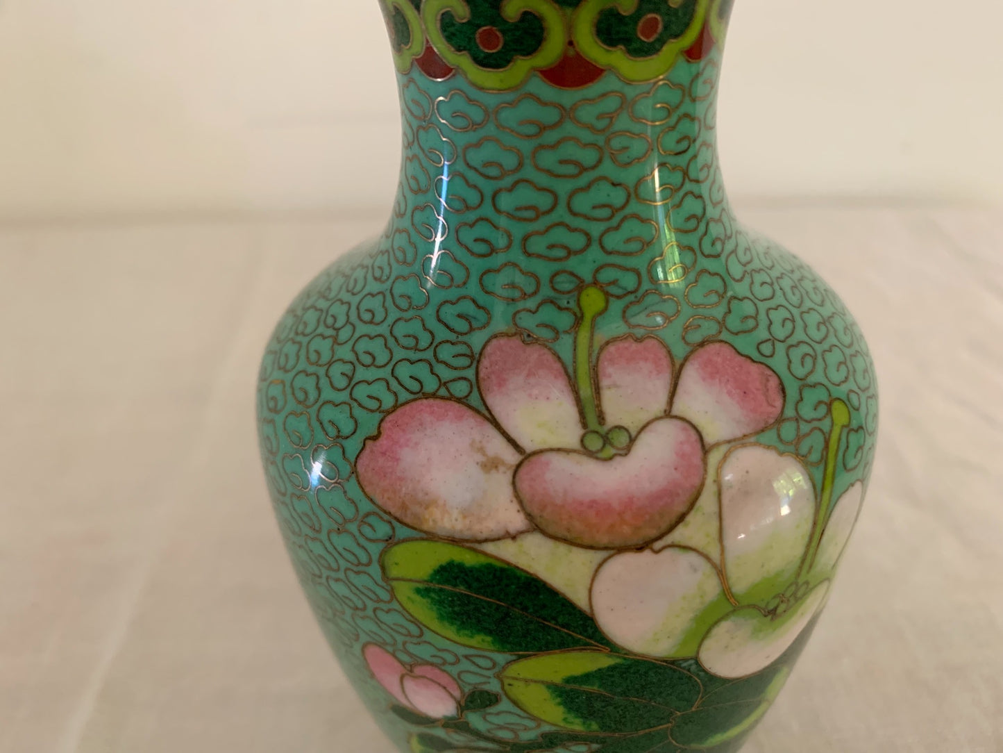 Vintage Light Green Cloisonne Vase