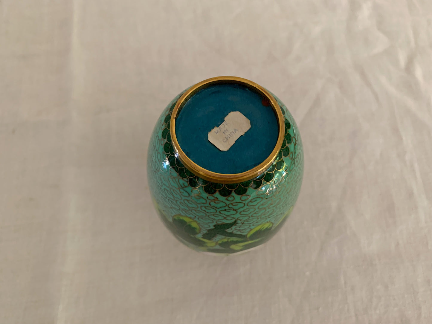 Vintage Light Green Cloisonne Vase