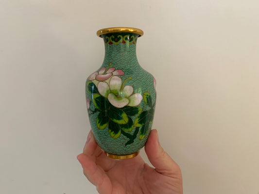 Vintage Light Green Cloisonne Vase
