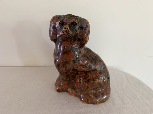 Pottery Dog Art Sculpture, Spaniel Doorstop