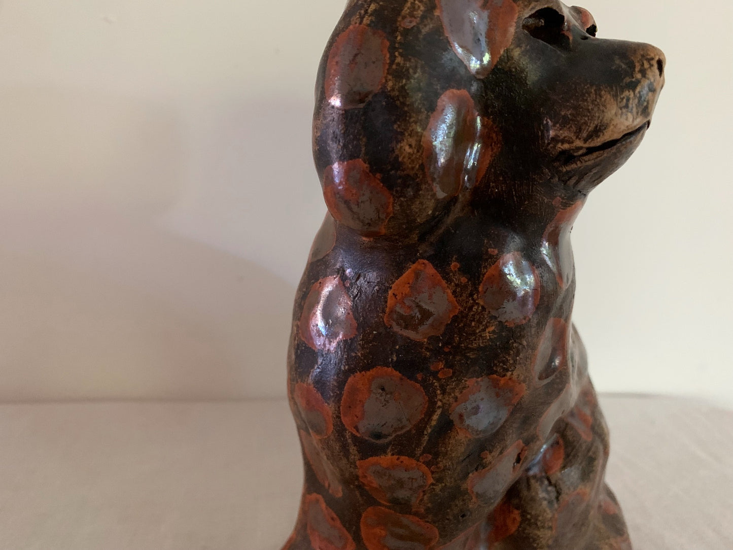 Pottery Dog Art Sculpture, Spaniel Doorstop