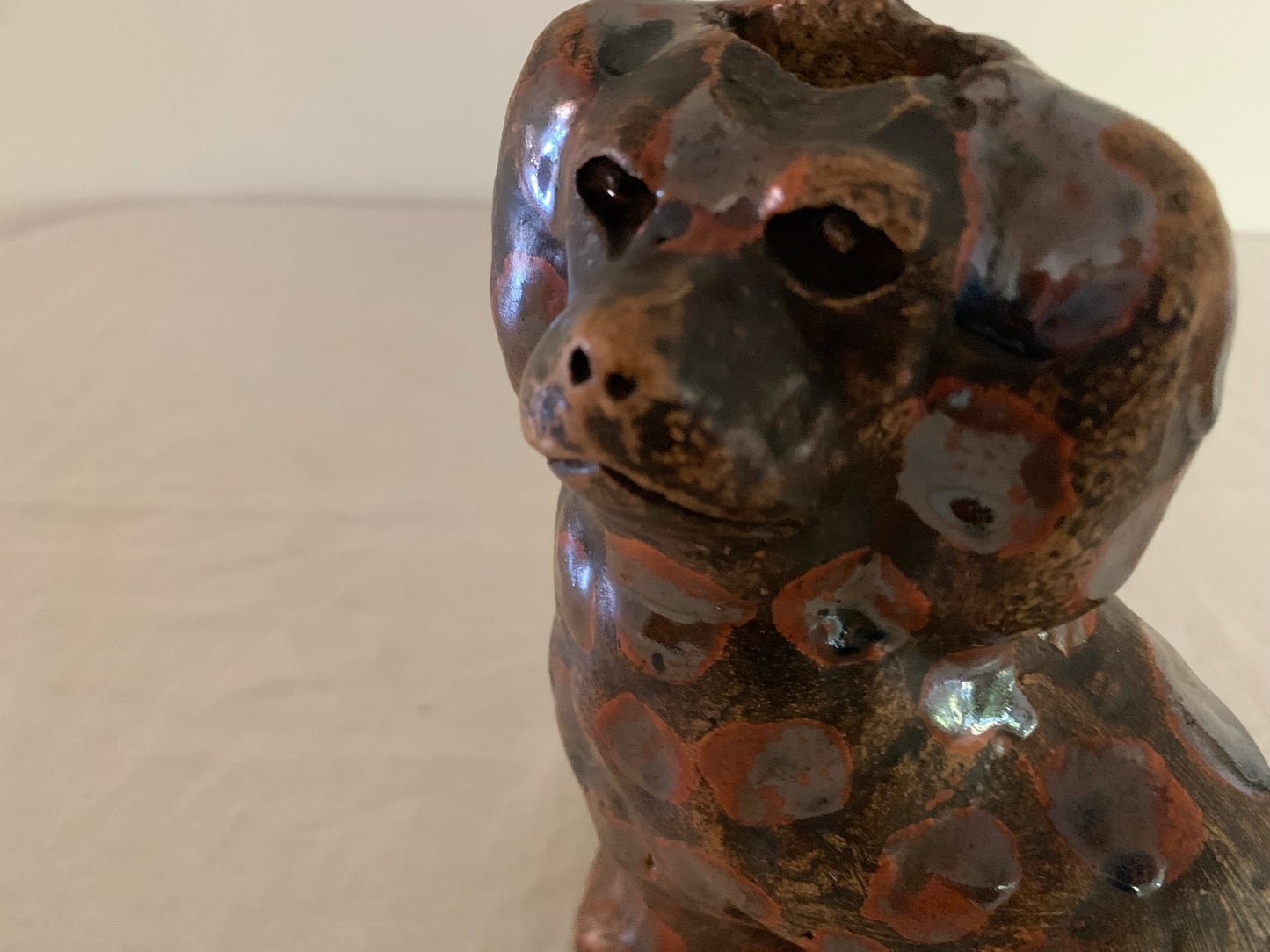 Pottery Dog Art Sculpture, Spaniel Doorstop