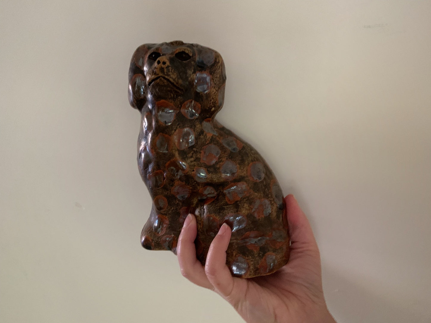 Pottery Dog Art Sculpture, Spaniel Doorstop