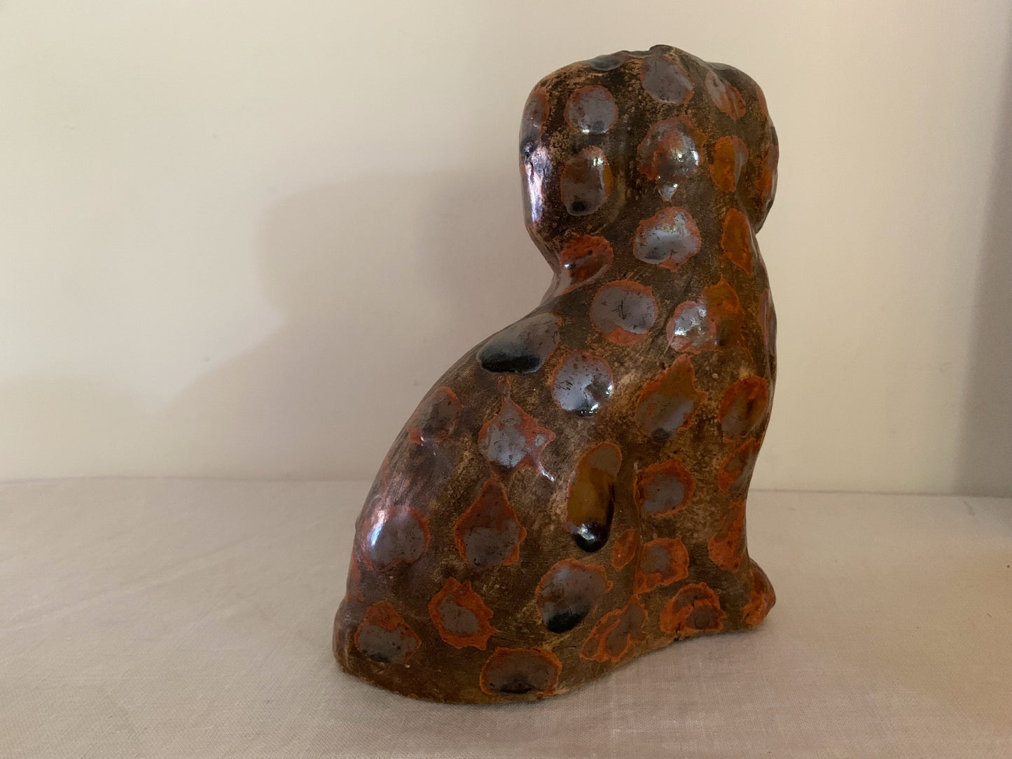 Pottery Dog Art Sculpture, Spaniel Doorstop