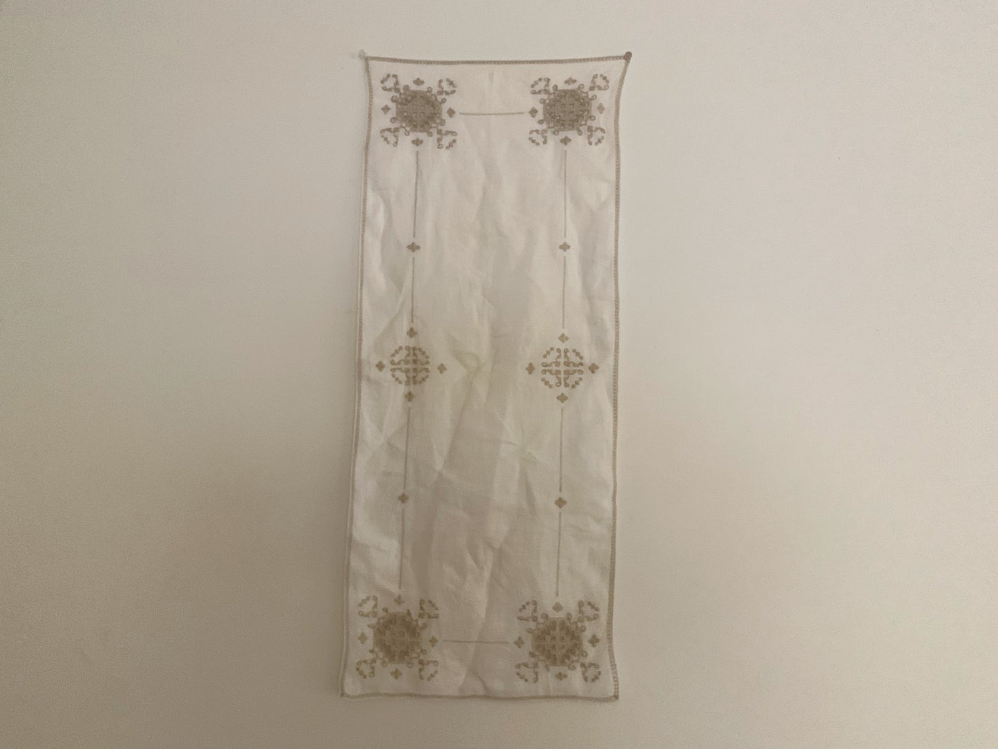 Vintage Italian Linen Set with Reticella Embroidery