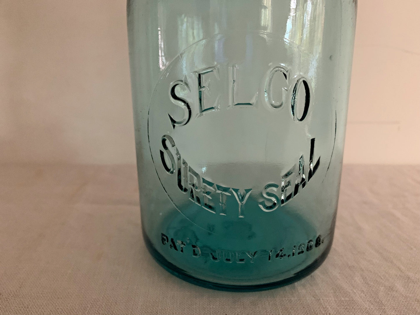 Selco Surety Seal Mason Jar, Quart, Blue, Marked 10
