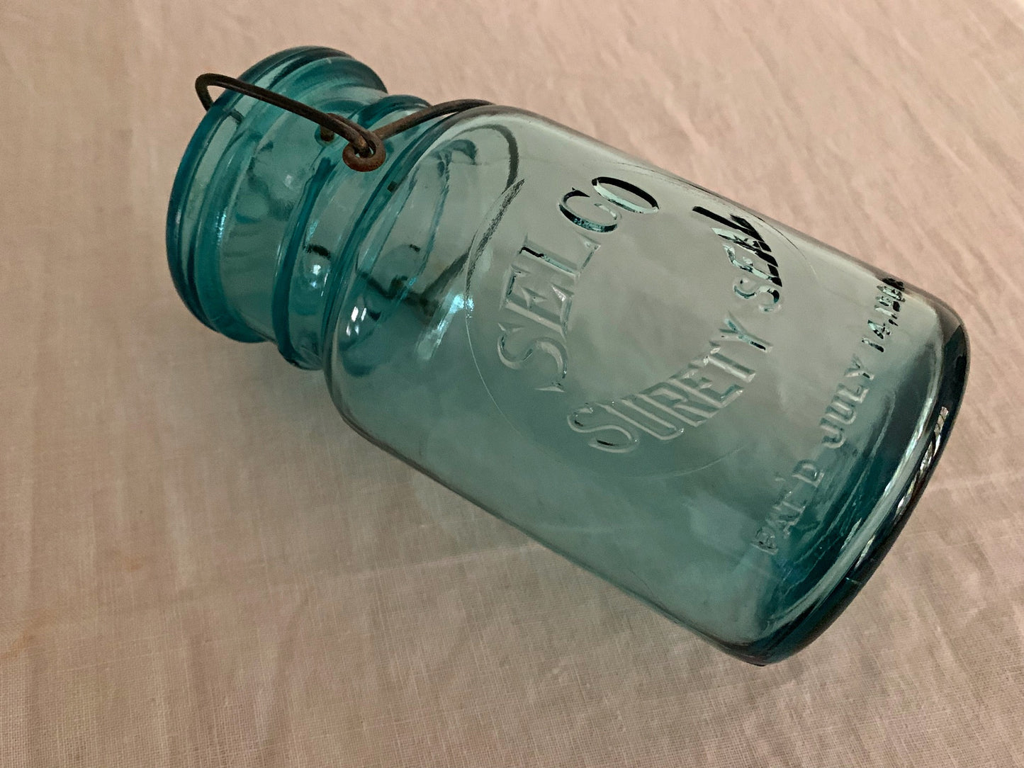 Selco Surety Seal Mason Jar, Quart, Blue, Marked 10