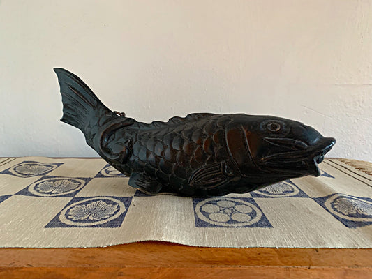 Antique Japanese Wooden Koi Fish, Jizai Kagi Hearth Hook