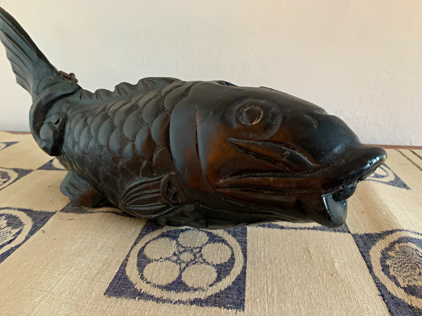 Antique Japanese Wooden Koi Fish, Jizai Kagi Hearth Hook