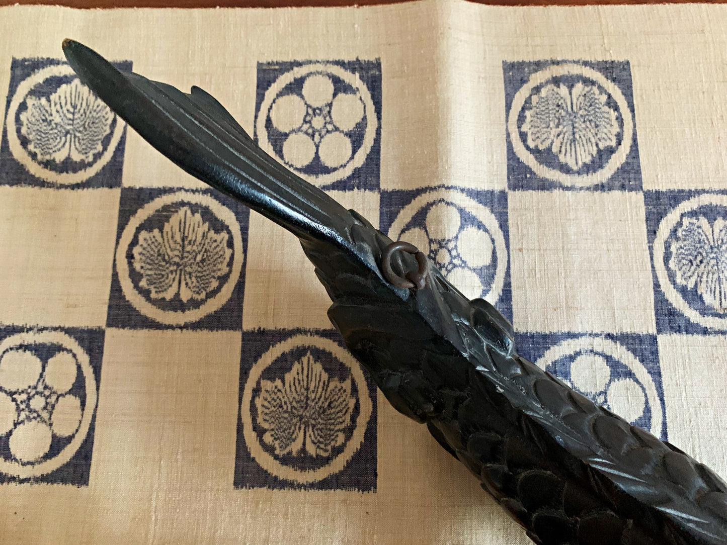 Antique Japanese Wooden Koi Fish, Jizai Kagi Hearth Hook