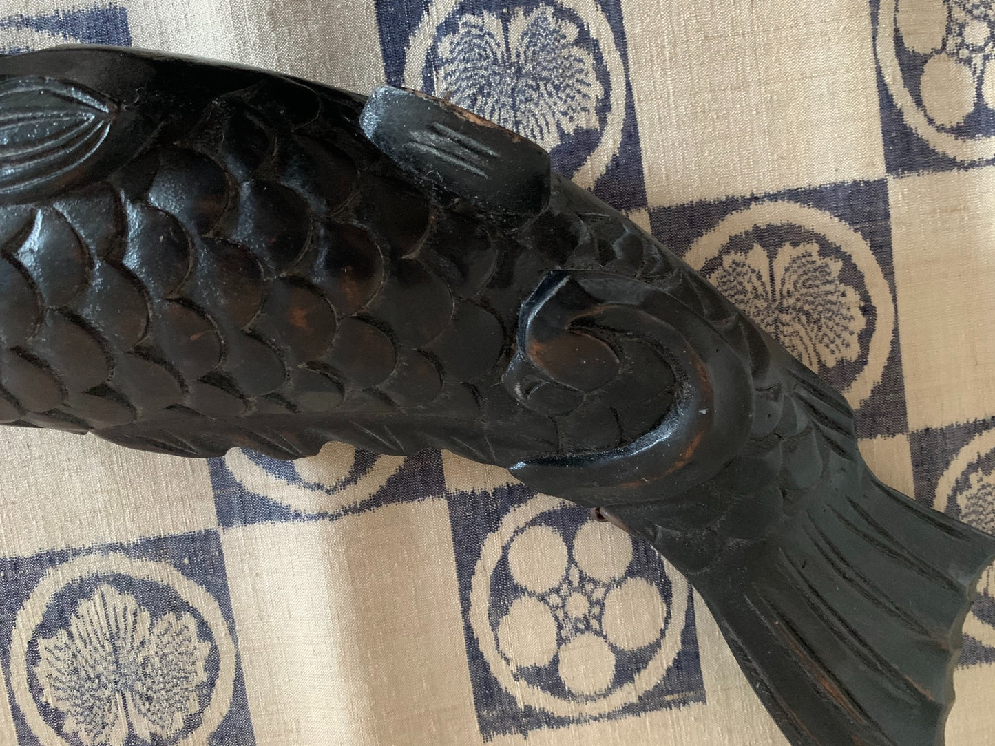 Antique Japanese Wooden Koi Fish, Jizai Kagi Hearth Hook