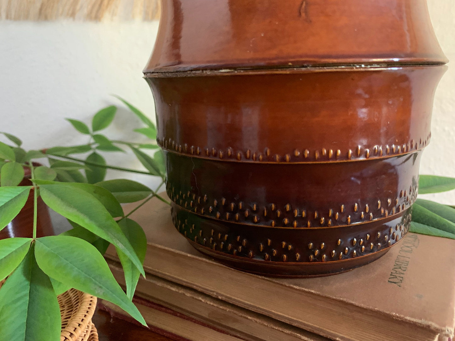 Vintage Japanese Wood and Lacquer Vase