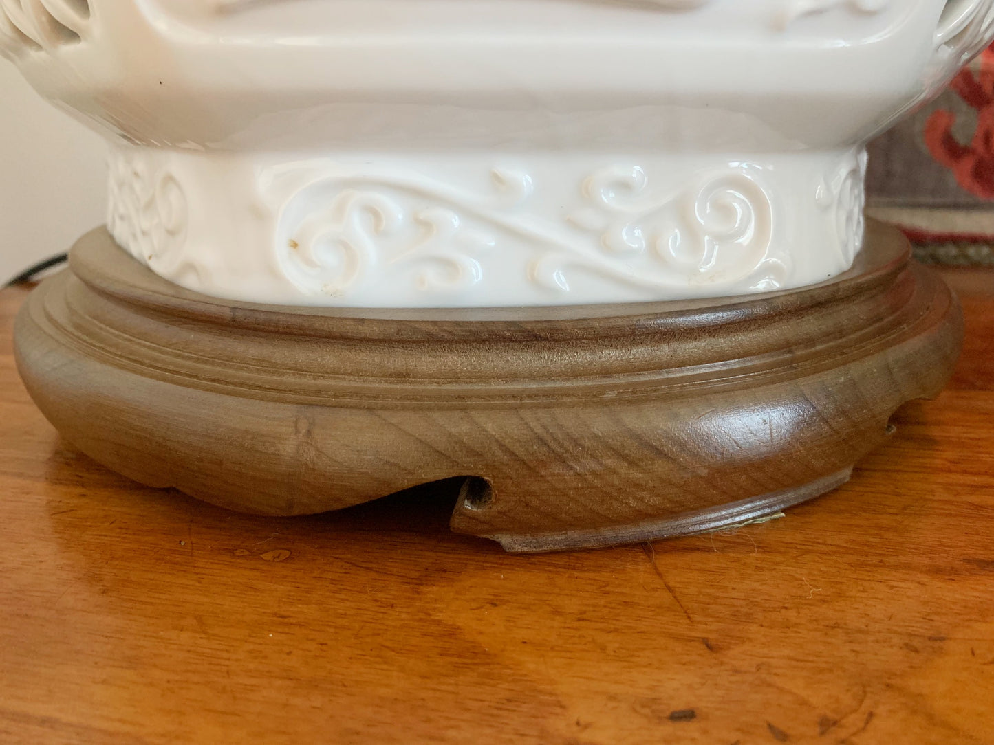 1950s Huge Reticulated Pierced Blanc De Chine Lamp by Seyei Fine Porcelain