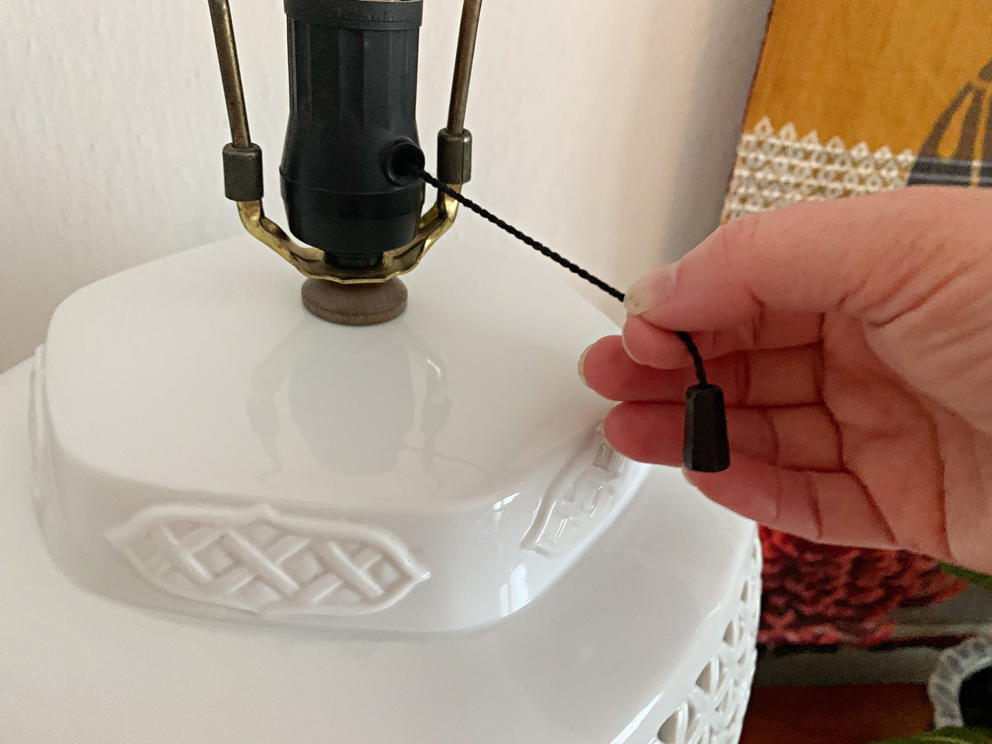 1950s Huge Reticulated Pierced Blanc De Chine Lamp by Seyei Fine Porcelain