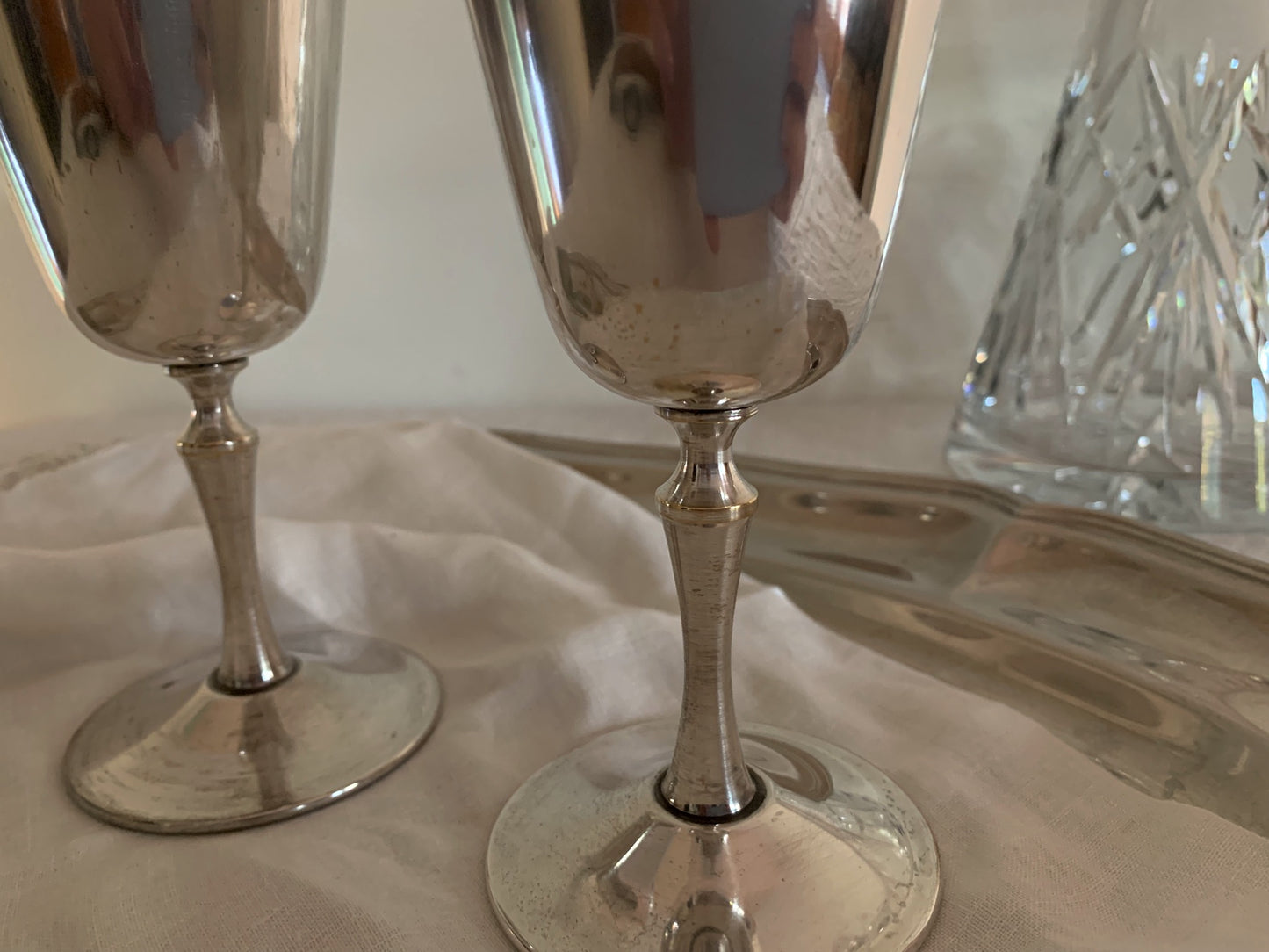 Vintage Silver Goblets Pair by De Uberti Silver Italy
